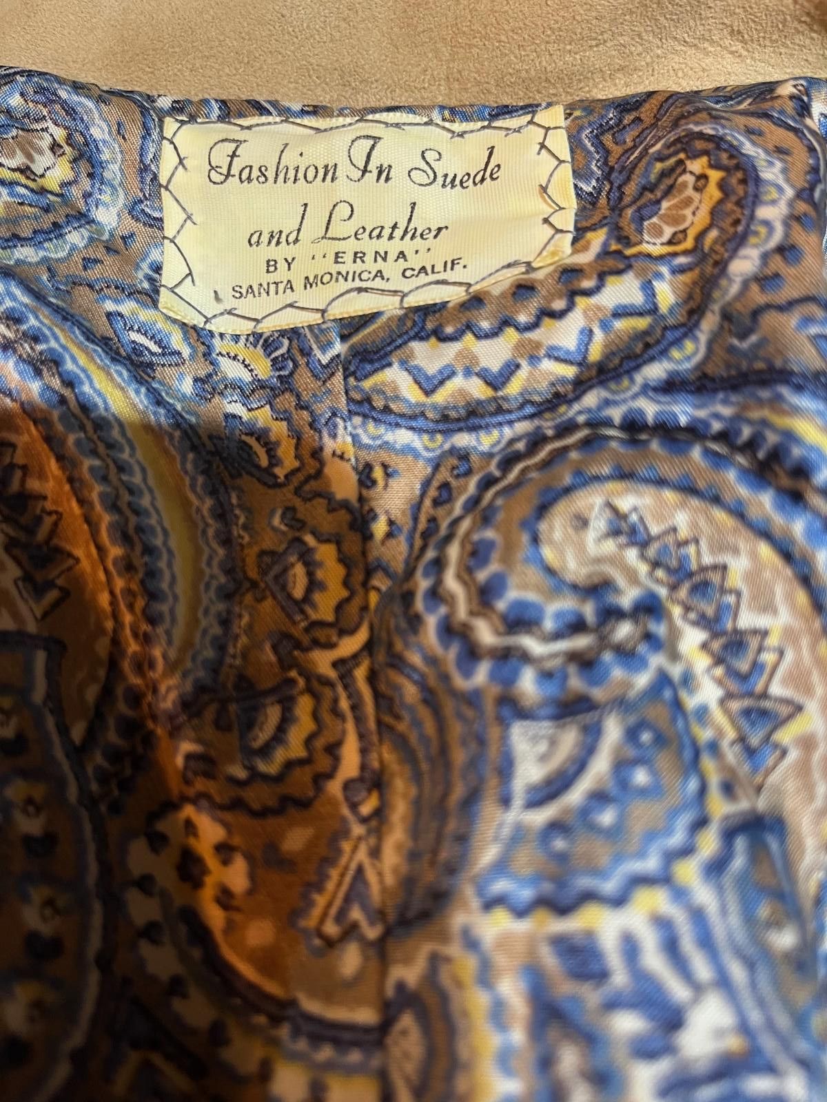 Other Vintage 70s Tan Suede Trench Coat w/ Paisley satin Lining Size XS / US 0-2 / IT 36-38 - 6 Thumbnail