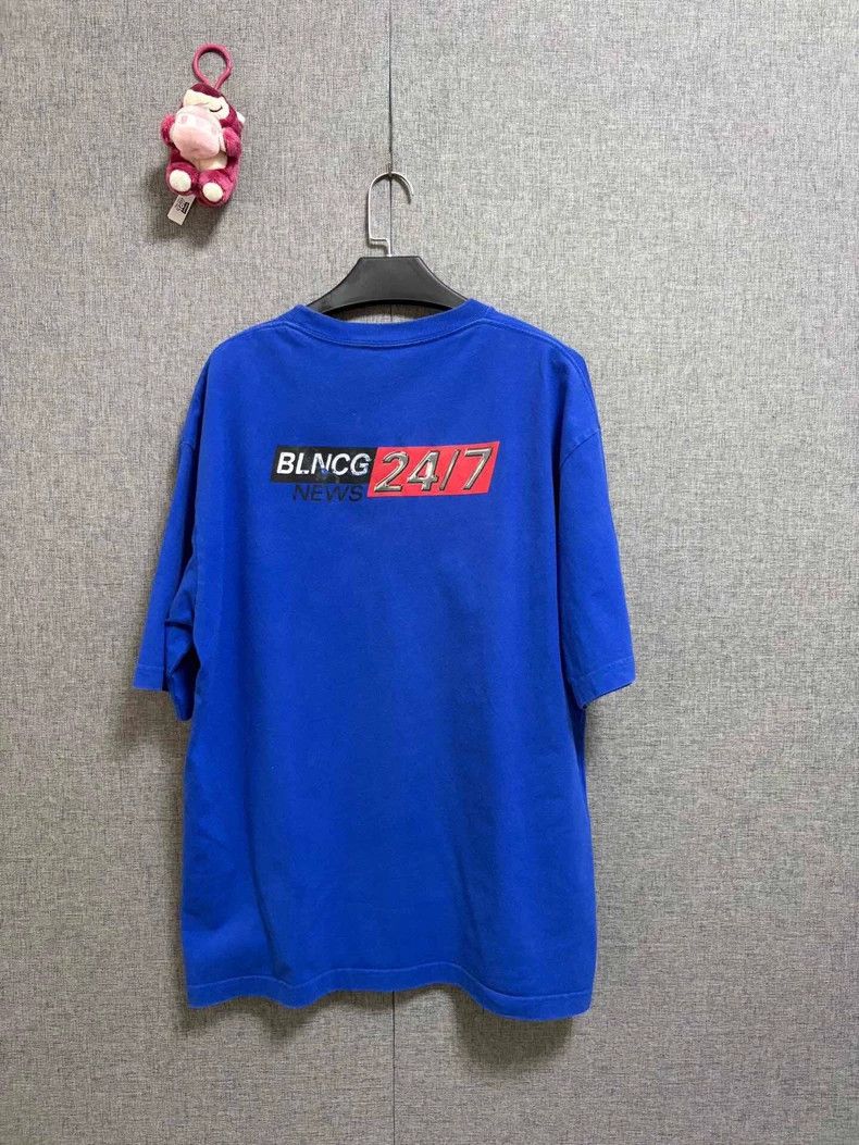 Balenciaga Balenciaga Electric Blue 2417 Logo Short Sleeve T-Shirt Si Size US M / EU 48-50 / 2 - 2 Thumbnail