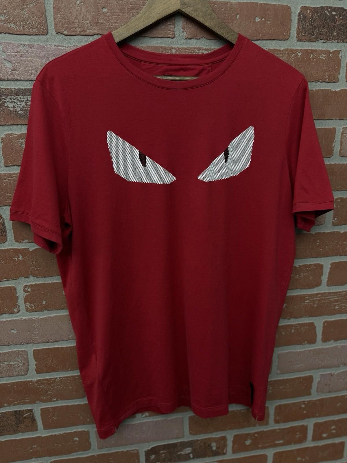 Fendi FENDI Men's Size- (52) Red Cotton Silver Eyes T-Shirt Top Size US L / EU 52-54 / 3 - 2 Thumbnail