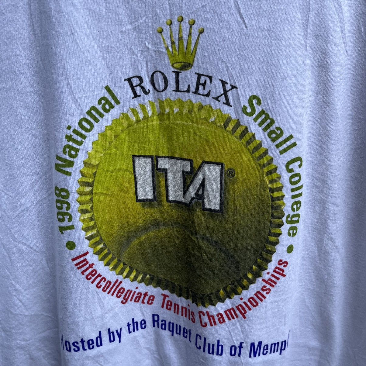 Vintage Vintage 90s ROLEX sponsor tee ITA tennis championship Size US XL / EU 56 / 4 - 4 Thumbnail