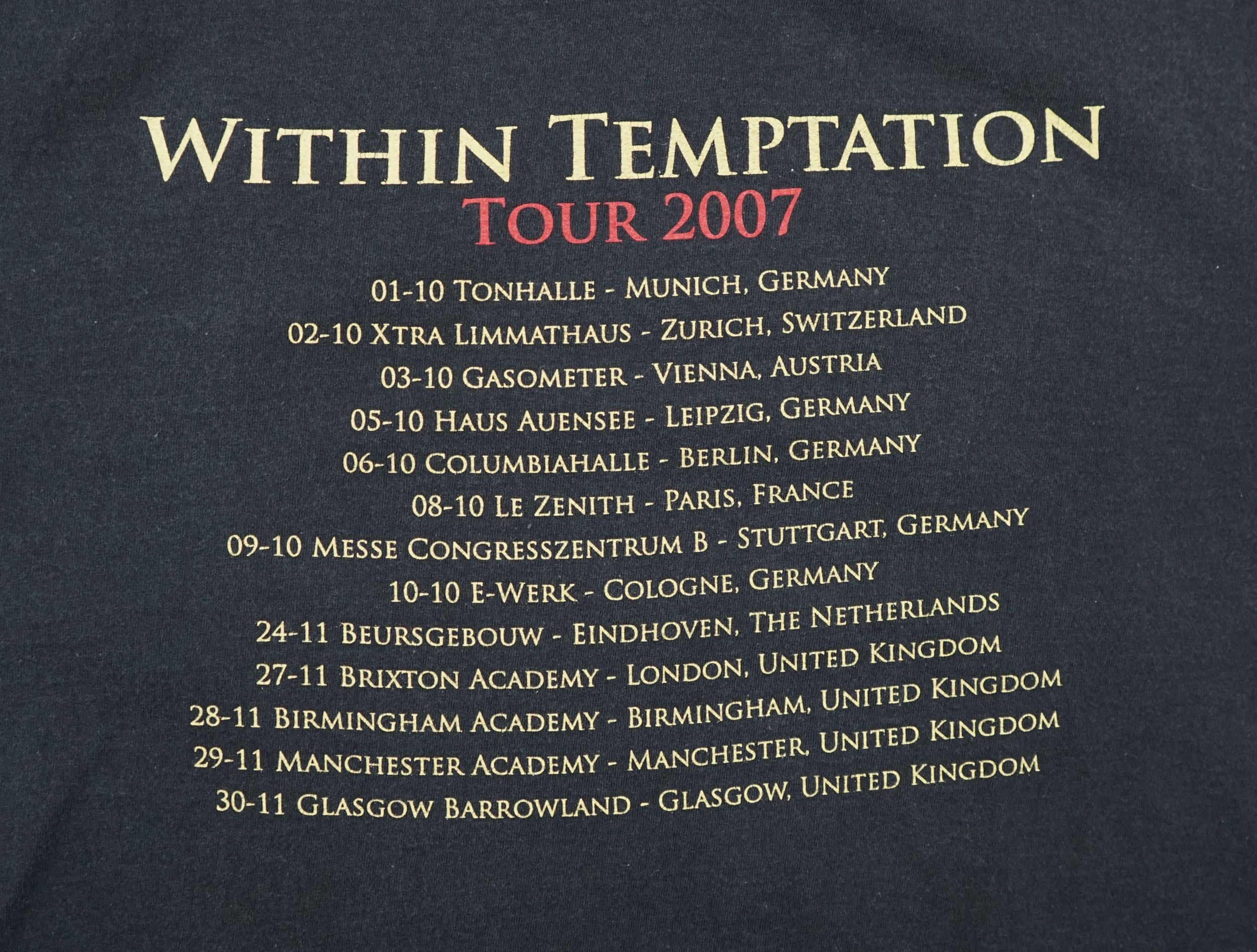 Band Tees × Vintage Vintage 2007 Within Temptation Tour T-Shirt Size US S / EU 44-46 / 1 - 5 Thumbnail