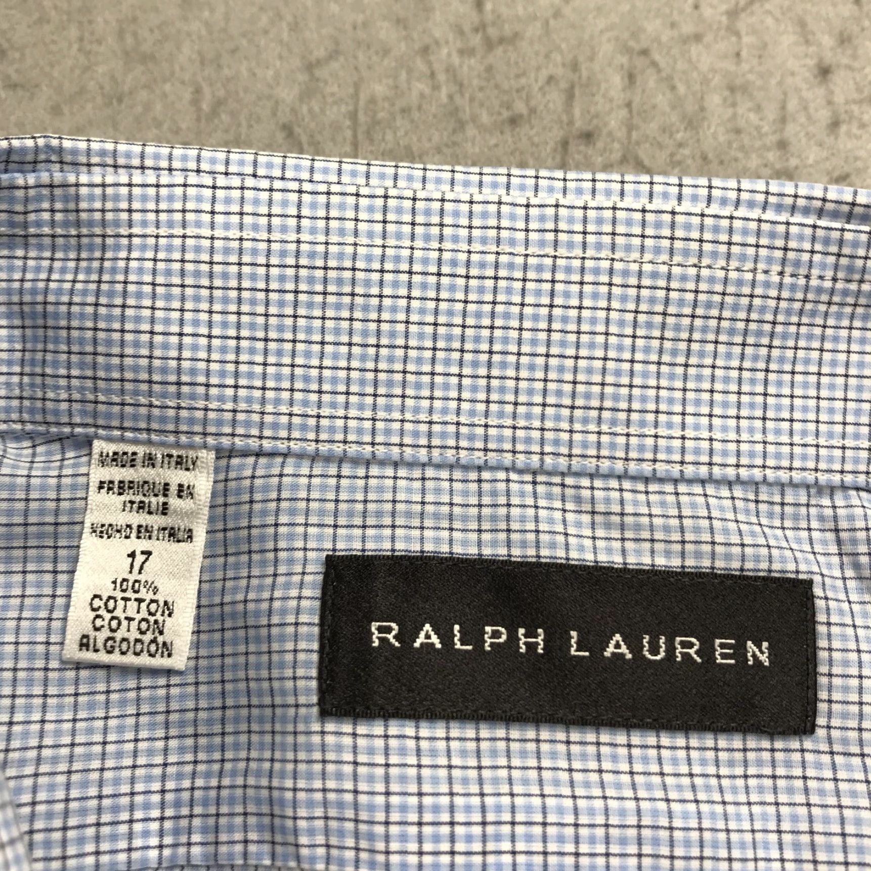 Ralph Lauren Ralph Lauren Black Label Shirt Mens 17 Blue Check Cotton Dress Made Italy Design Shirt Mens 17 Blue Check Cotton Dress Italy Design Size 46R - 5 Thumbnail