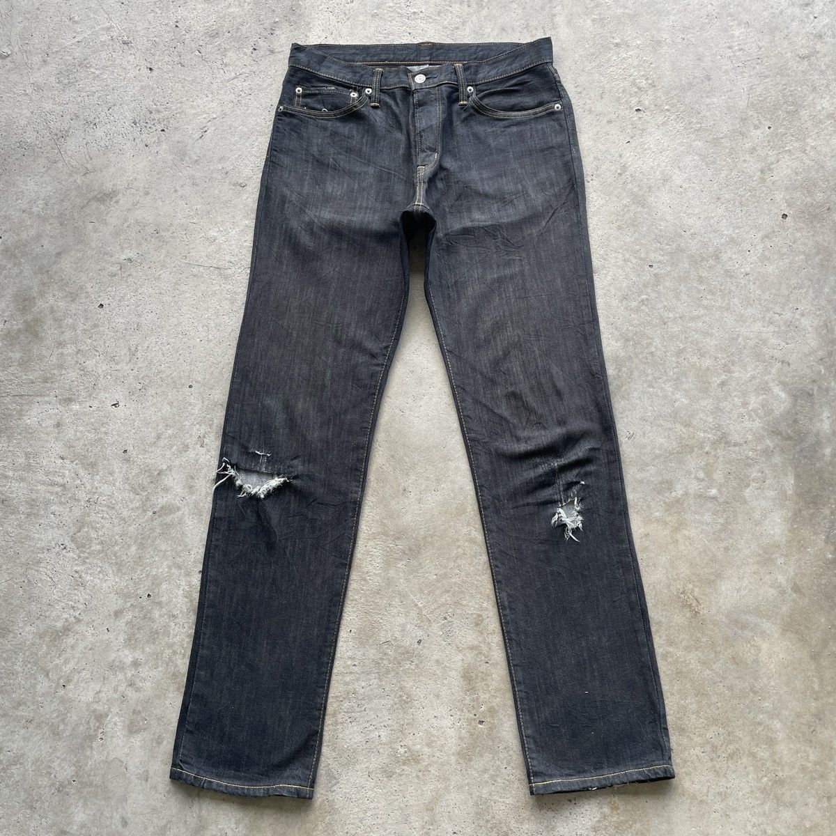 Japanese Brand W32💥 Vintage Edwin Black Distressed Jeans Denim Pants Size US 32 / EU 48 - 1 Thumbnail