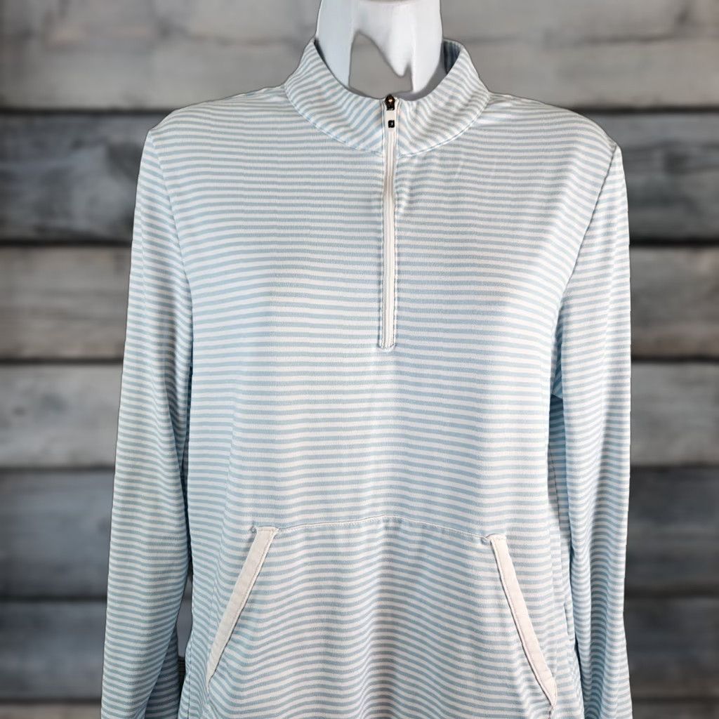 Footjoy Footjoy Womens 1/4 Zip Pullover Sz Medium Blue White Striped Long Sleeve Shirt Size M / US 6-8 / IT 42-44 - 1 Thumbnail