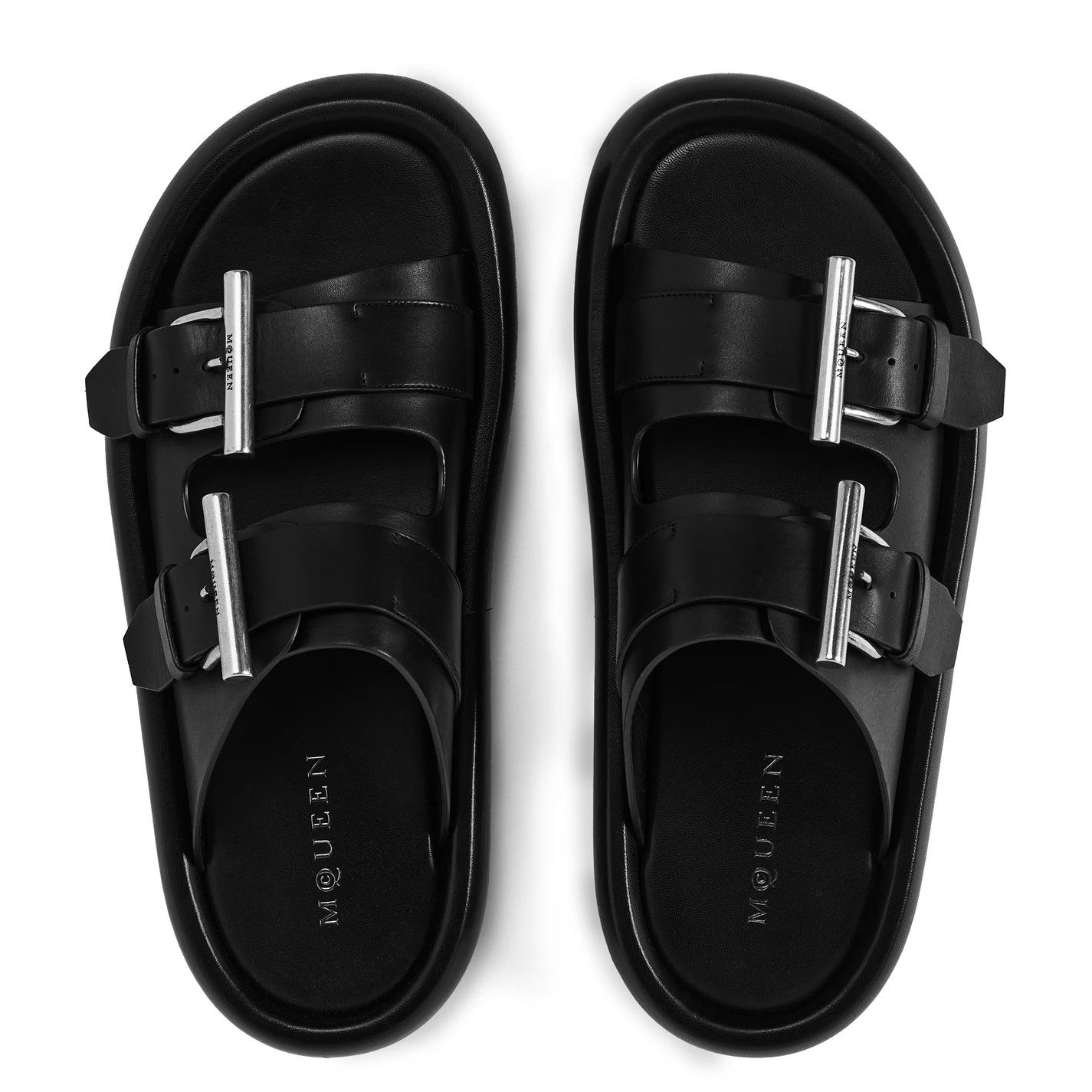 Alexander McQueen o1g2r1mq0326 Double Buckle Sandals in Black Size US 8 / EU 41 - 6 Thumbnail