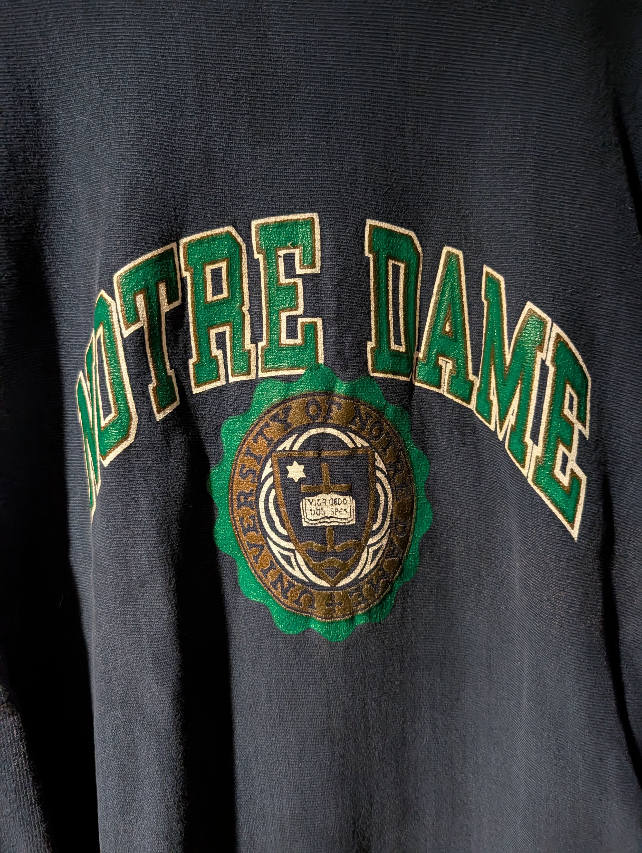 NCAA Vintage 90s Notre Dame Champion Reverse Weave Sweatshirt Size US L / EU 52-54 / 3 - 2 Thumbnail