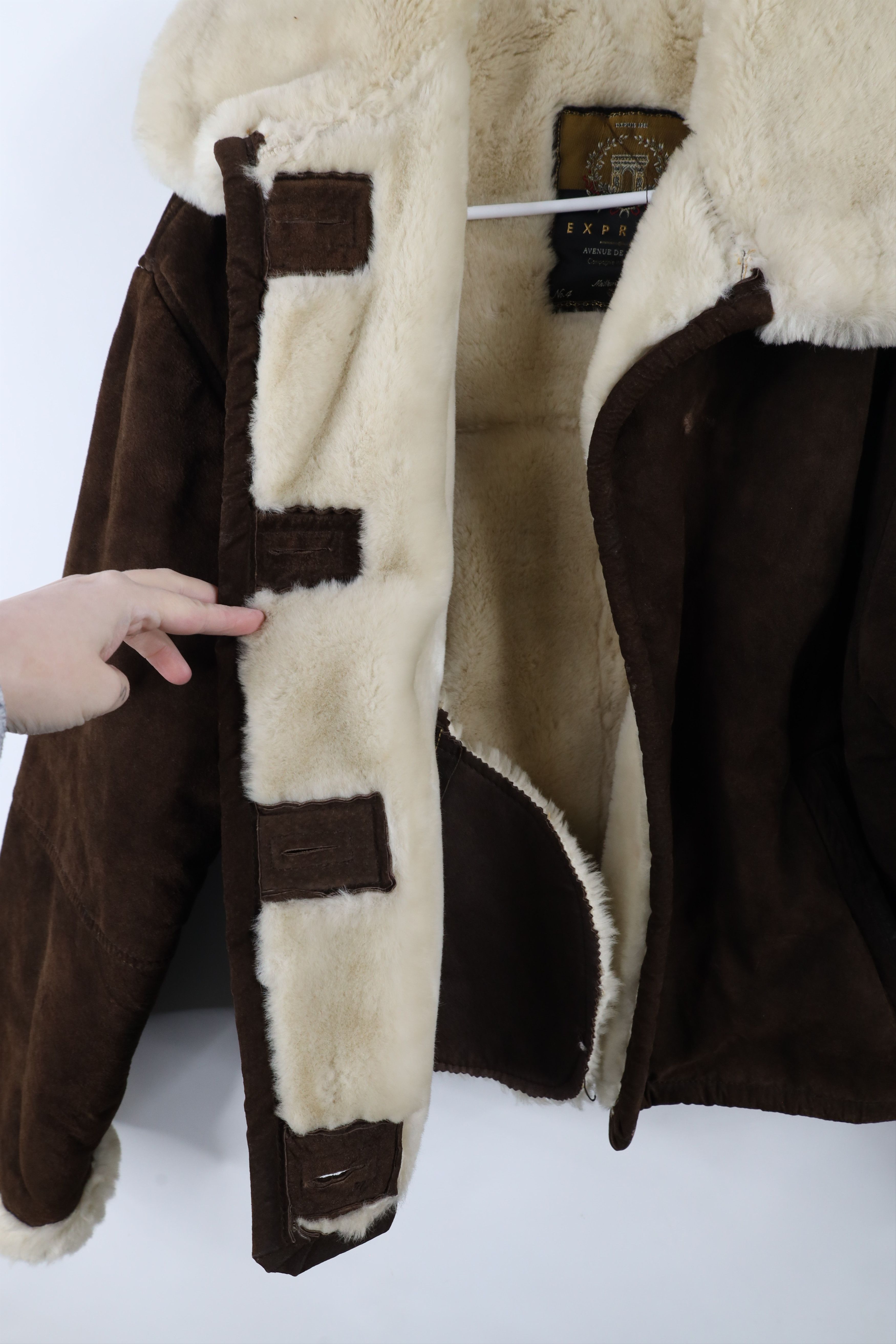 Express × Vintage Vintage 90s Express Fleece Lined Suede Leather Jacket Size S / US 4 / IT 40 - 4 Thumbnail