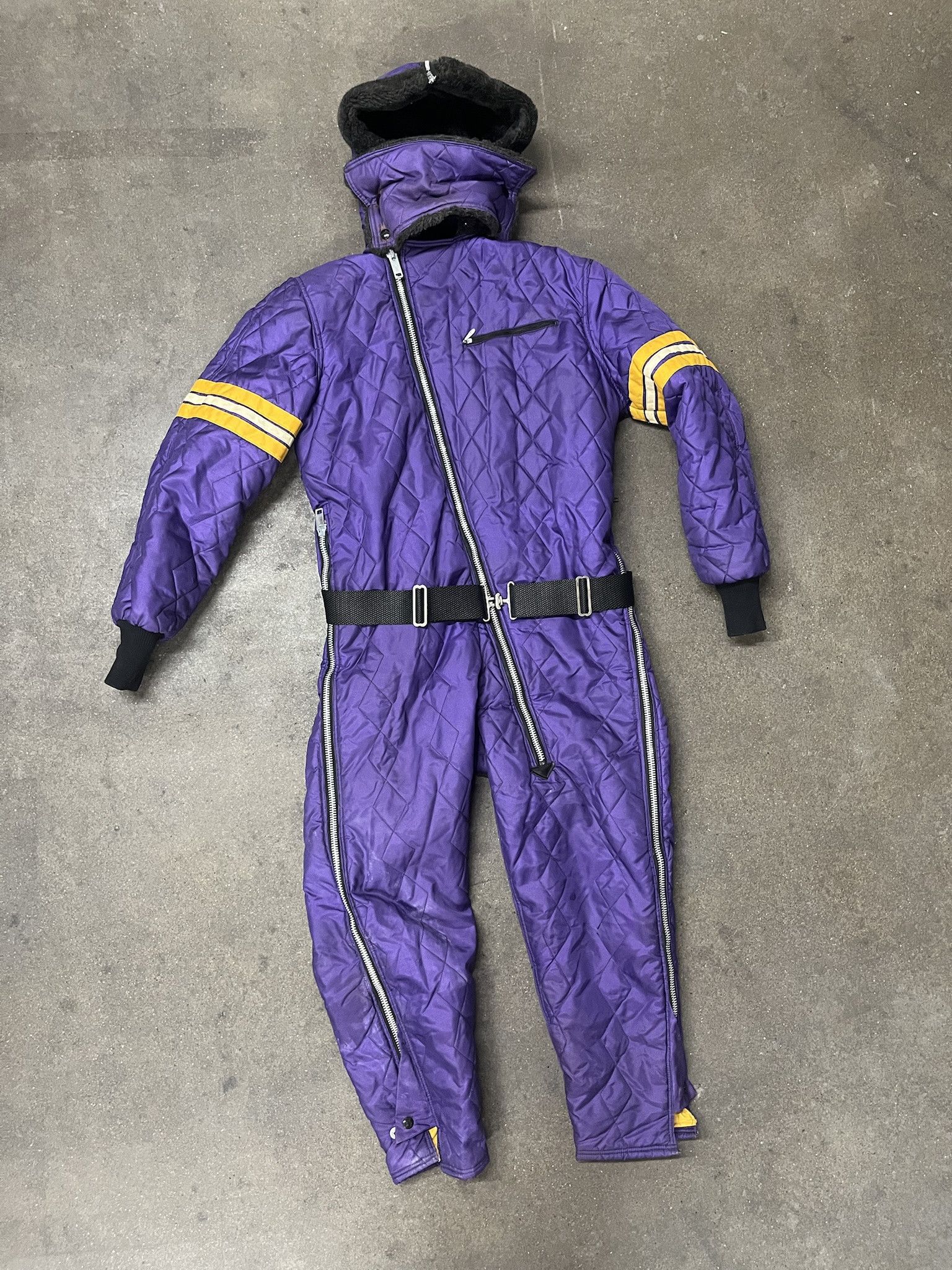 Vintage 1980s Purple Quilted MN Vikings Full Quilted Coverall Snow Suit Size M
