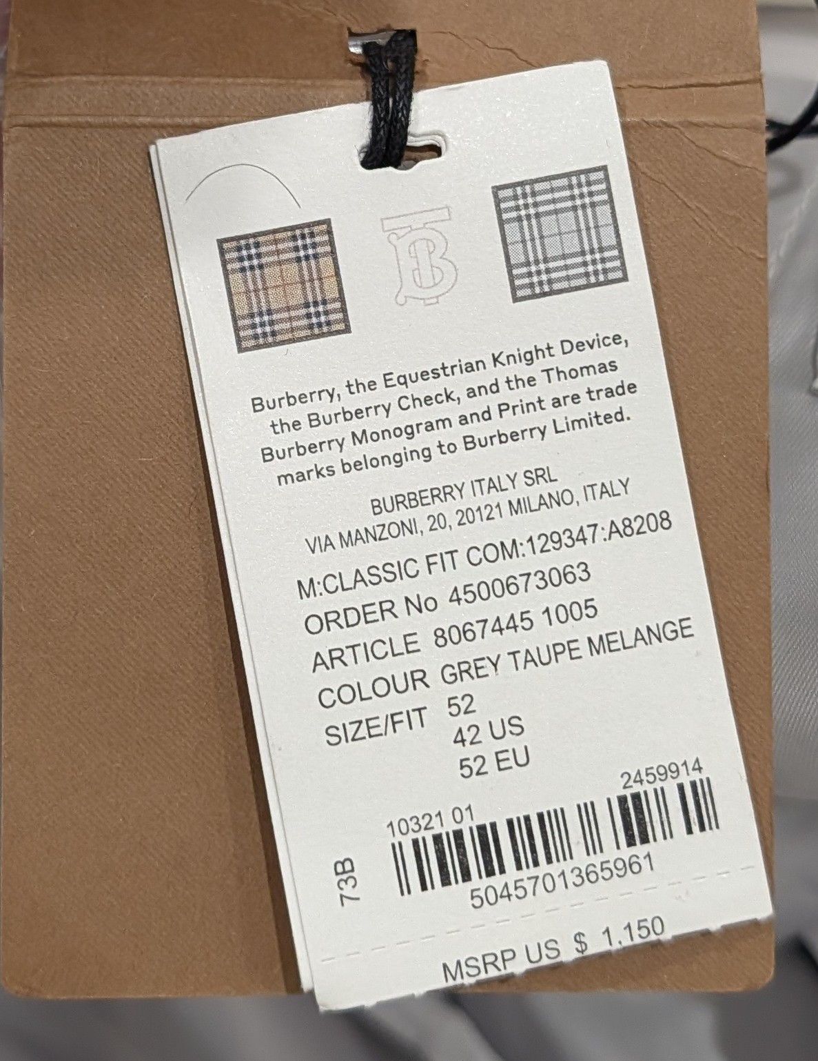 Burberry Burberry Straight Leg Wool Trousers Grey Taupe 52 US 36 Size US 36 / EU 52 - 8 Thumbnail