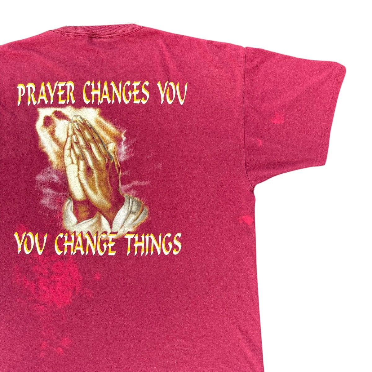 Vintage Vintage Thrashed Burgundy Black Jesus Black History T-Shirt Size US XXL / EU 58 / 5 - 6 Thumbnail