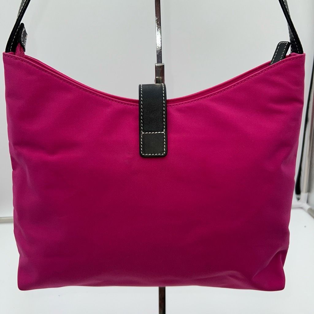 Lauren Ralph Lauren Ralph Lauren Hot Pink Thick Nylon And Leather Shoulder Bag Size ONE SIZE - 4 Thumbnail