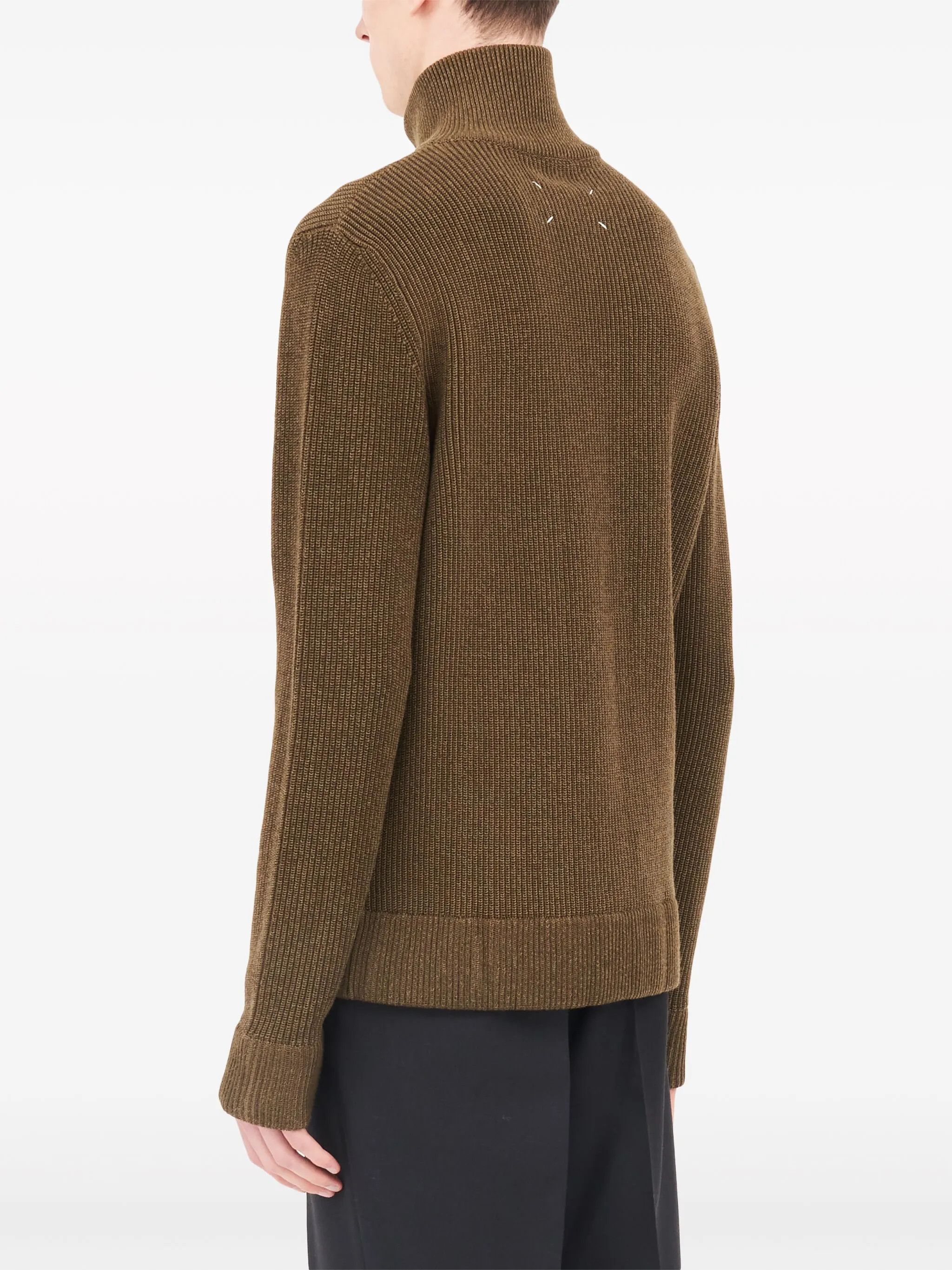 Maison Margiela o1w1db11225 Ribbed-knit Zip-up Cardigan in Olive Green Size US XL / EU 56 / 4 - 5 Thumbnail