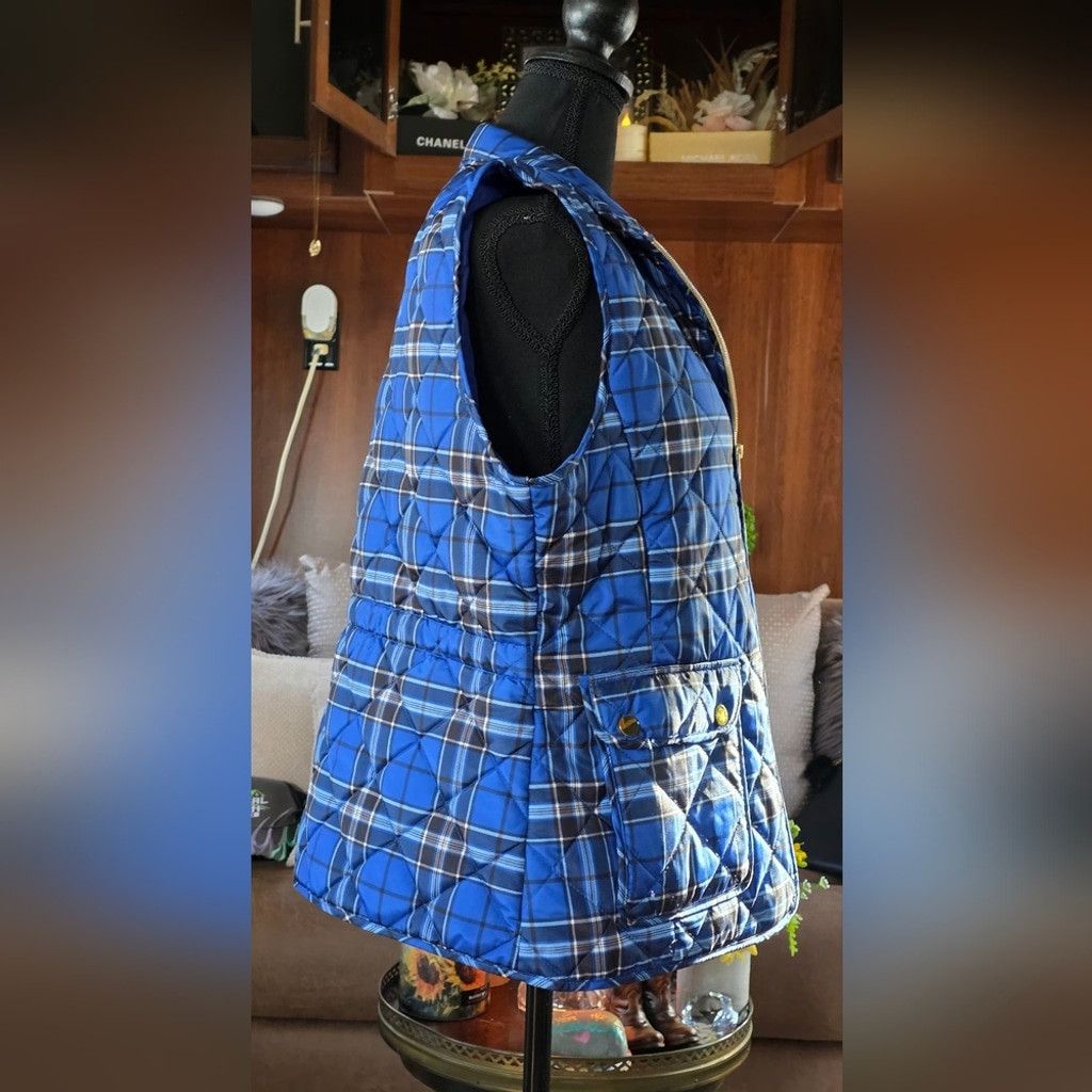 St. Johns Bay St. John's Bay Vibrant Blue Plaid Quilted Vest Size L / US 10 / IT 46 - 4 Thumbnail