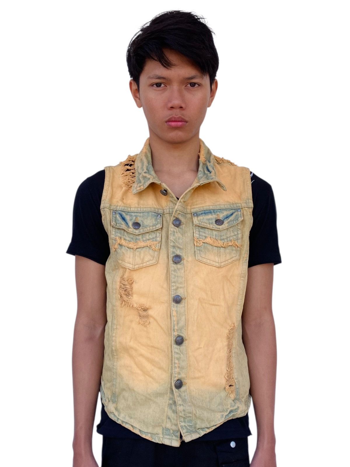 If Six Was Nine 2000s Midas - Mudwash Crash Denim Vest Size US S / EU 44-46 / 1 - 1 Thumbnail