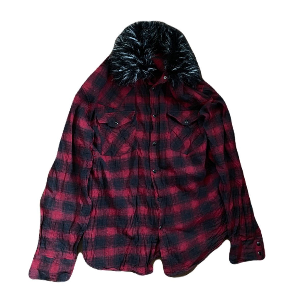 If Six Was Nine 2000s Japanese archive Vkei Fur Docking Snap Button Shirts Size US L / EU 52-54 / 3 - 2 Thumbnail