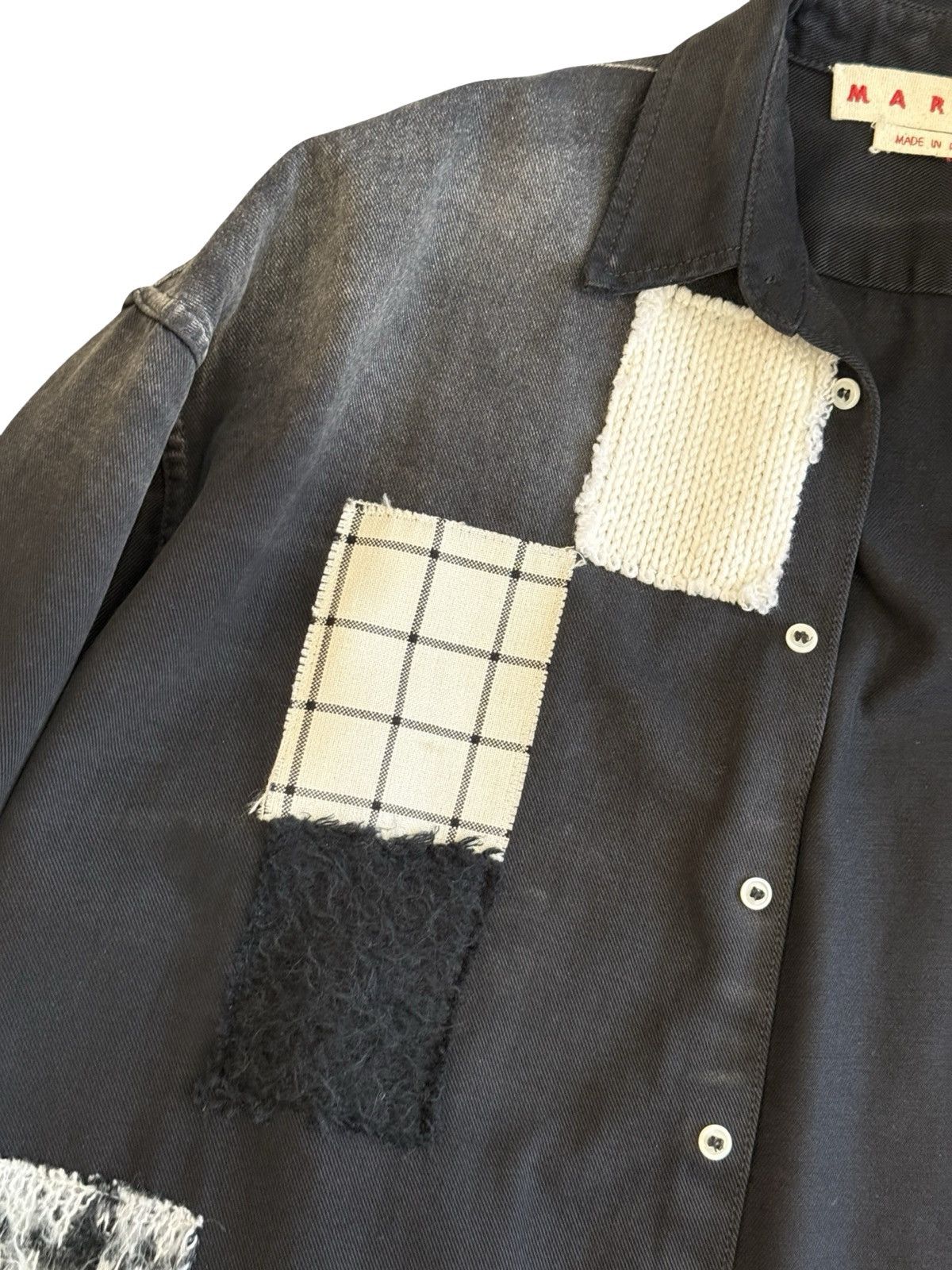 Marni Denim shirt / light jacket with knit wool patches Size US M / EU 48-50 / 2 - 4 Thumbnail