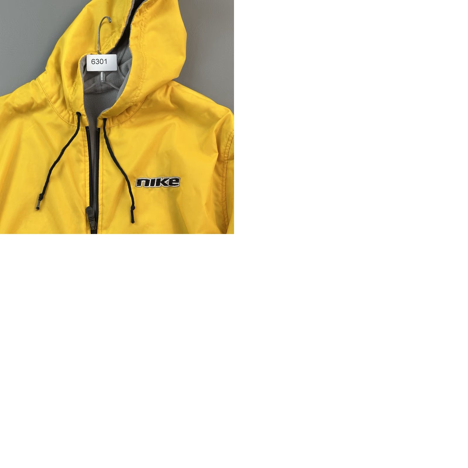 Nike VINTAGE Nike Jacket Mens Large Yellow Gray Fleece Reversible Hooded Swoosh Y2K Size US L / EU 52-54 / 3 - 11 Thumbnail