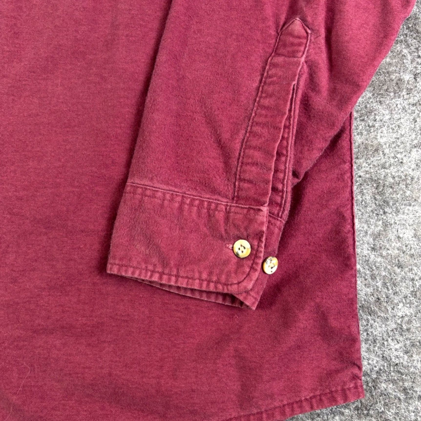 Vintage VINTAGE Private Property Mens LT Twill Button-Up Shirt Burgundy Red 90s Grunge Workwear Cotton Size US L / EU 52-54 / 3 - 6 Thumbnail