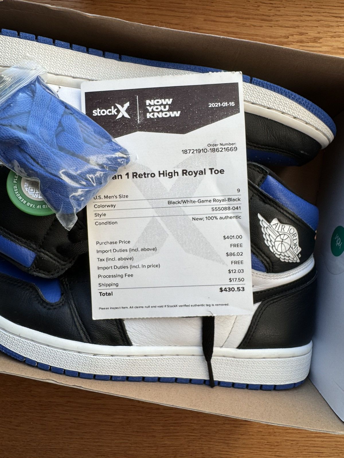 Jordan Brand × Nike Nike air Jordan 1, royal toe, US9 Size US 9 / EU 42 - 6 Thumbnail