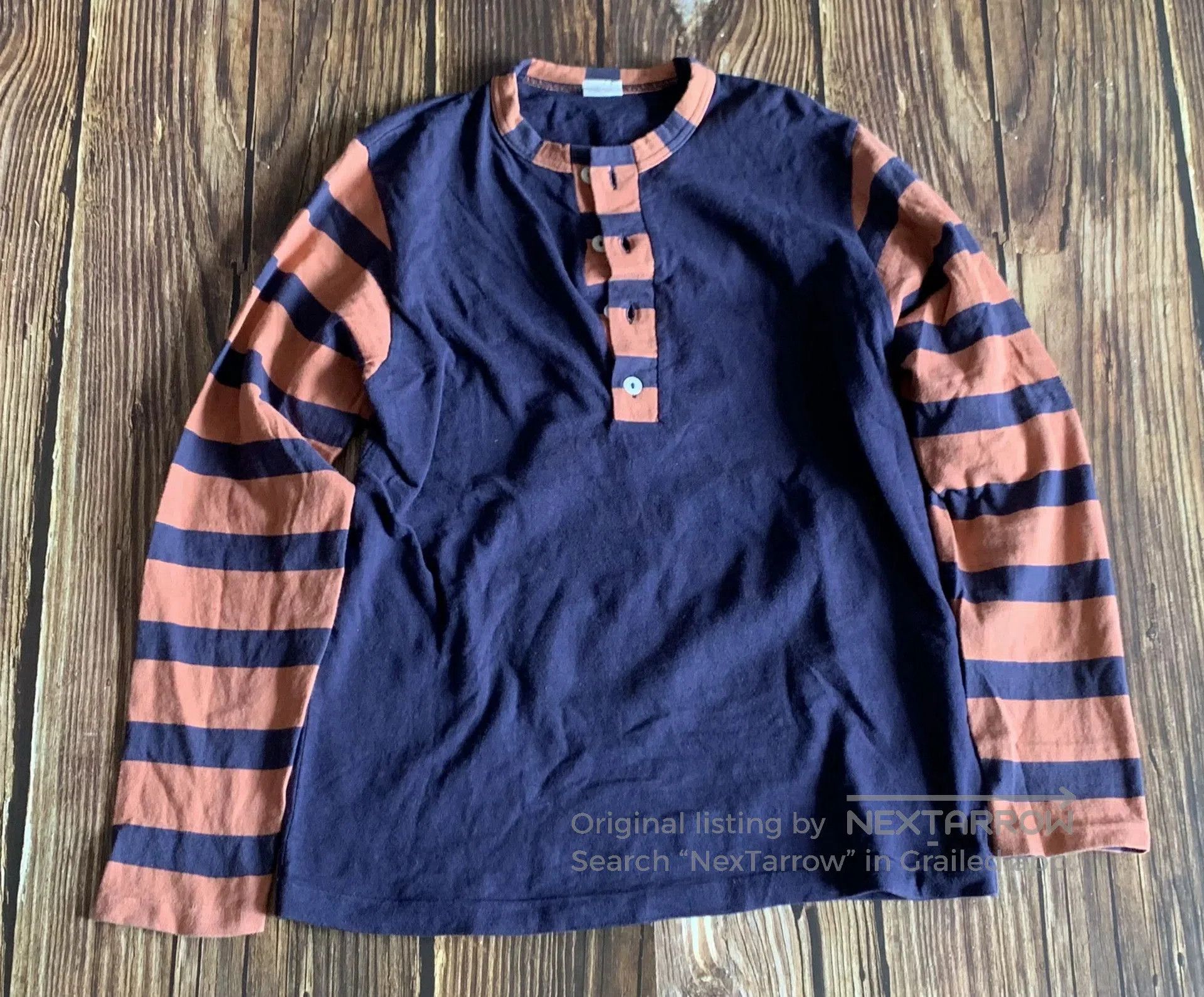 Freewheelers striped henley long sleeve sweatshirt for men. Size US M / EU 48-50 / 2 - 1 Thumbnail