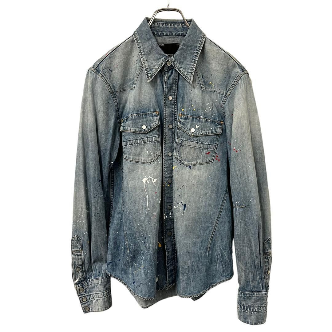 image of Number N Ine Paint Spitter Denim Shirt, Men's (Size Large)