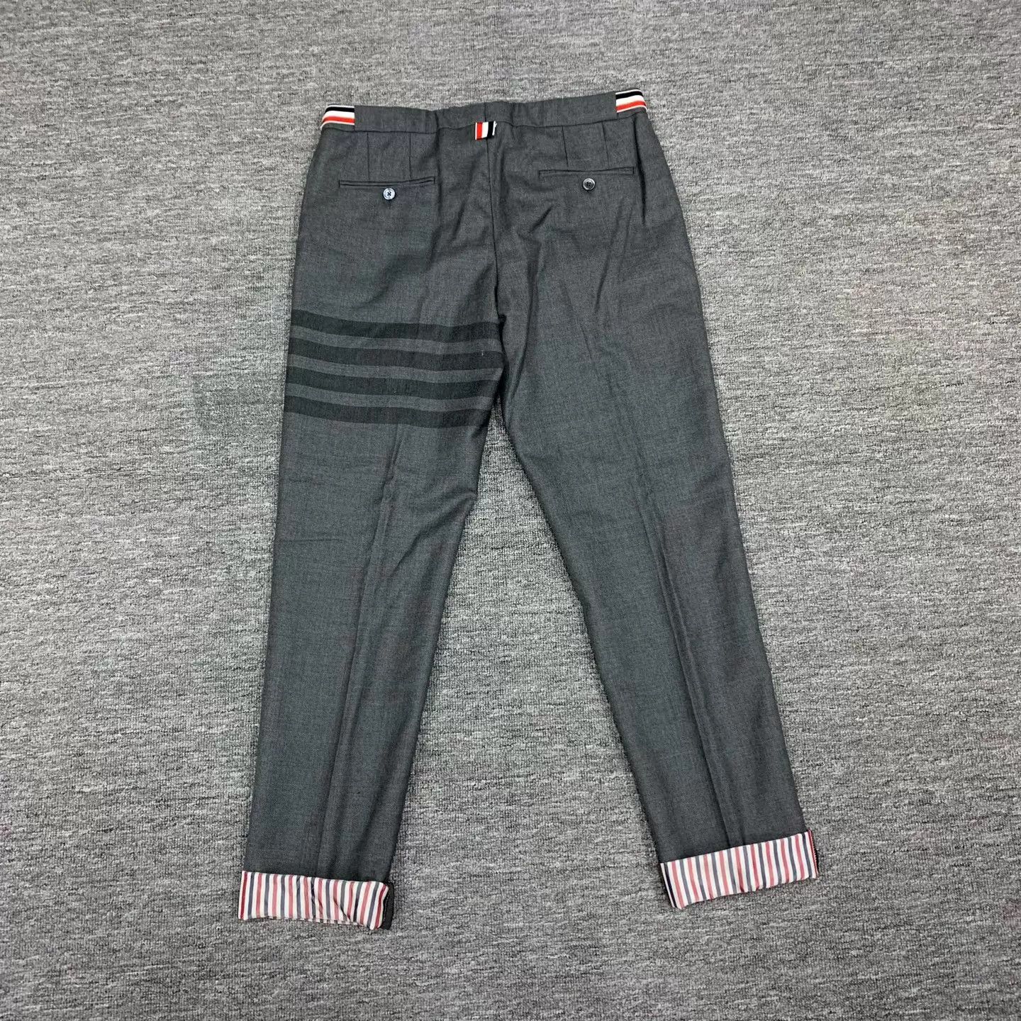 Thom Browne Thom Browne Gray 4-Bar Stripe Wool Trousers OS Size US 30 / EU 46 - 2 Thumbnail