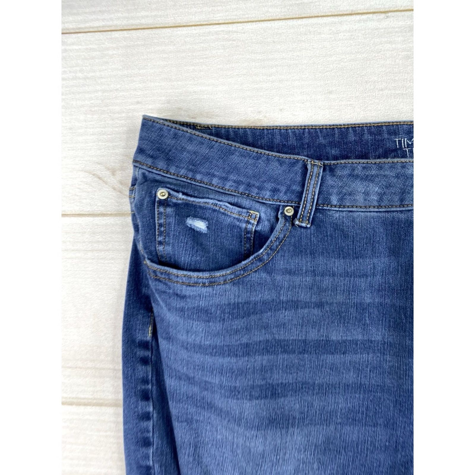 Vintage Time And Tru Jeans Skinny 20 Plus Blue High Rise Button Fly Distressed Denim Jeans Women Size 42" / US 20 - 2 Thumbnail