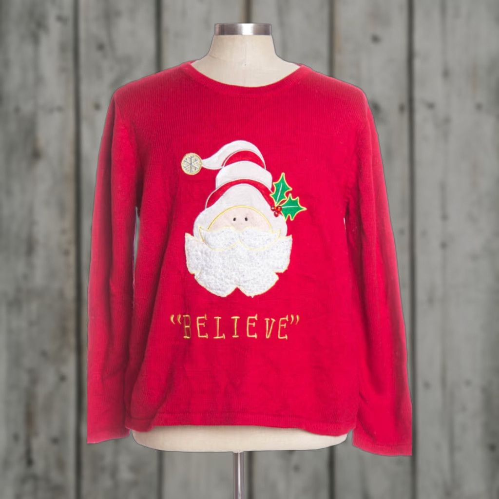 Fruit Of The Loom VINTAGE Fruit of the Loom Red Ugly Christmas Pullover XL Men’s Women’s Size XL Acrylic Christmas Santa Pullover Knit Red 80s 90s Ragstock Size XL / US 12-14 / IT 48-50 - 1 Preview