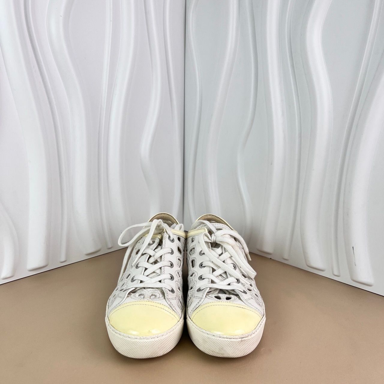 Chanel Chanel White Patent Leather Cutout Sneakers With Double C Lo Size US 7 / IT 37 - 7 Thumbnail