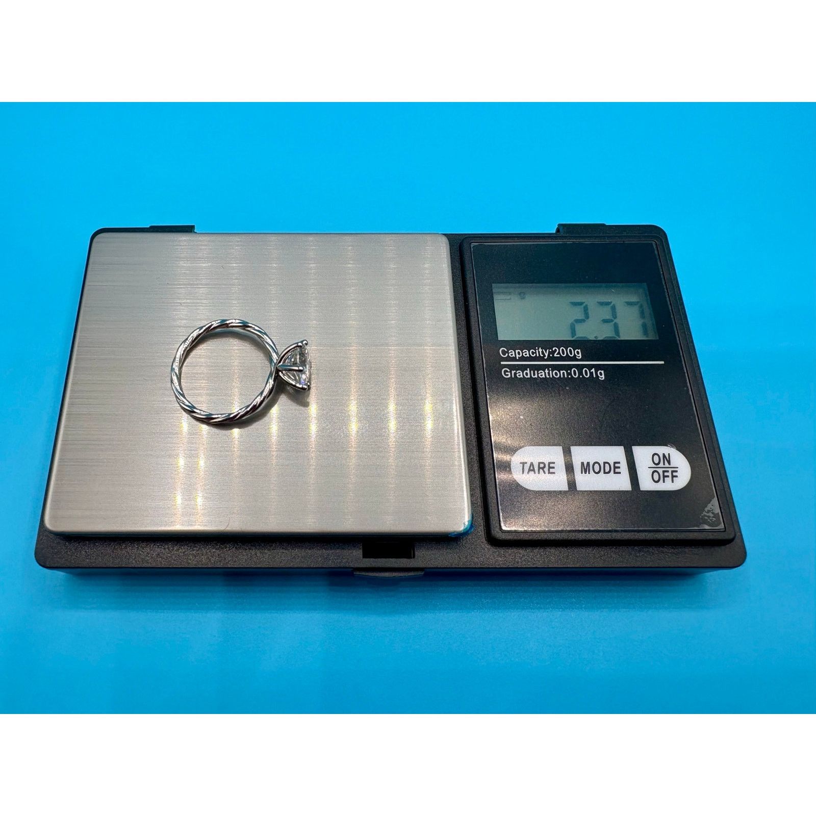 Jewelry Sz 7.5 - VVS1 D Moissanite Ring in AU750 (75% White Gold) Size ONE SIZE - 5 Thumbnail