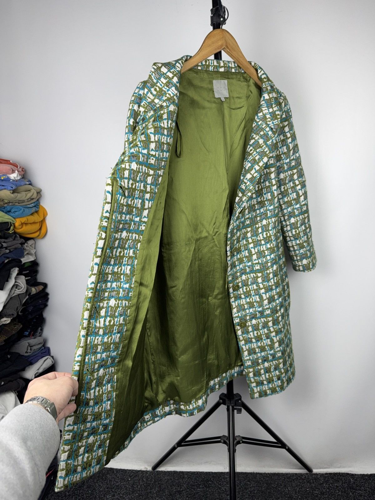 Cos COS Textured Jacquard Coat Green Abstract Pattern SZ 36 S/M Size S / US 4 / IT 40 - 9 Thumbnail