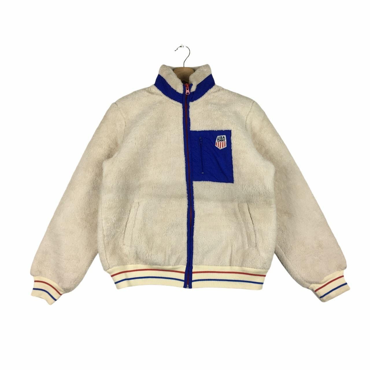 Tommy Hilfiger Vtg TOMMY HILFIGER USA Flag Logo Sherpa Fleece Jacket Size M / US 6-8 / IT 42-44 - 1 Thumbnail