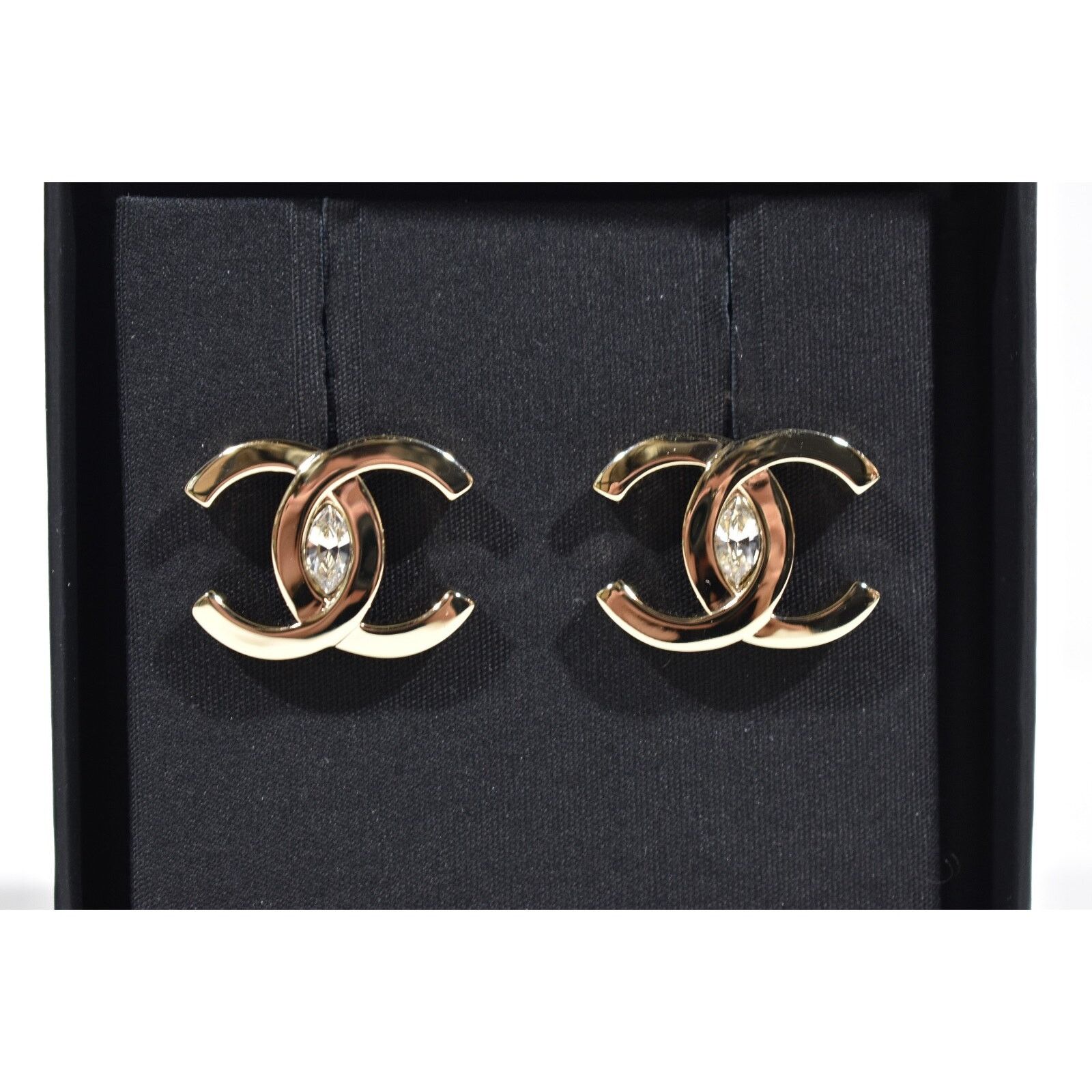 Chanel Chanel Gold Crystal Interlocking Drop Statement Stud Earring Size ONE SIZE - 5 Thumbnail