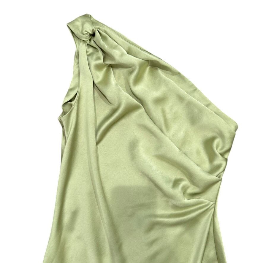 Tanya Taylor One Shoulder Stassi Dress in Green, Size US 10