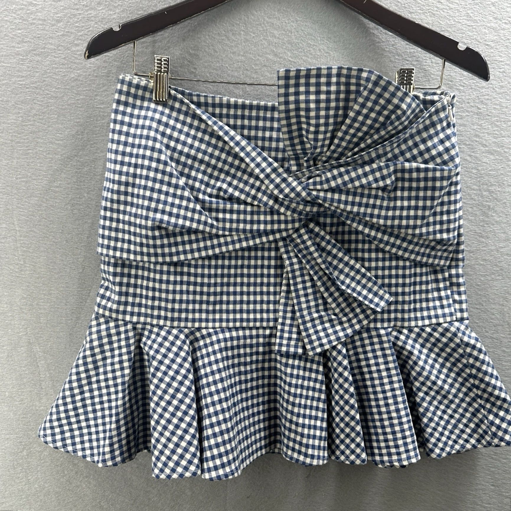 Veronica Beard Veronica Beard Mini Skirt Womens 6 Blue Plaid Asymmetrical Cottage Gingham Boho Prep 90s Style Short Skirt Mens/Womens Size 28" / US 6 / IT 42 - 2 Thumbnail
