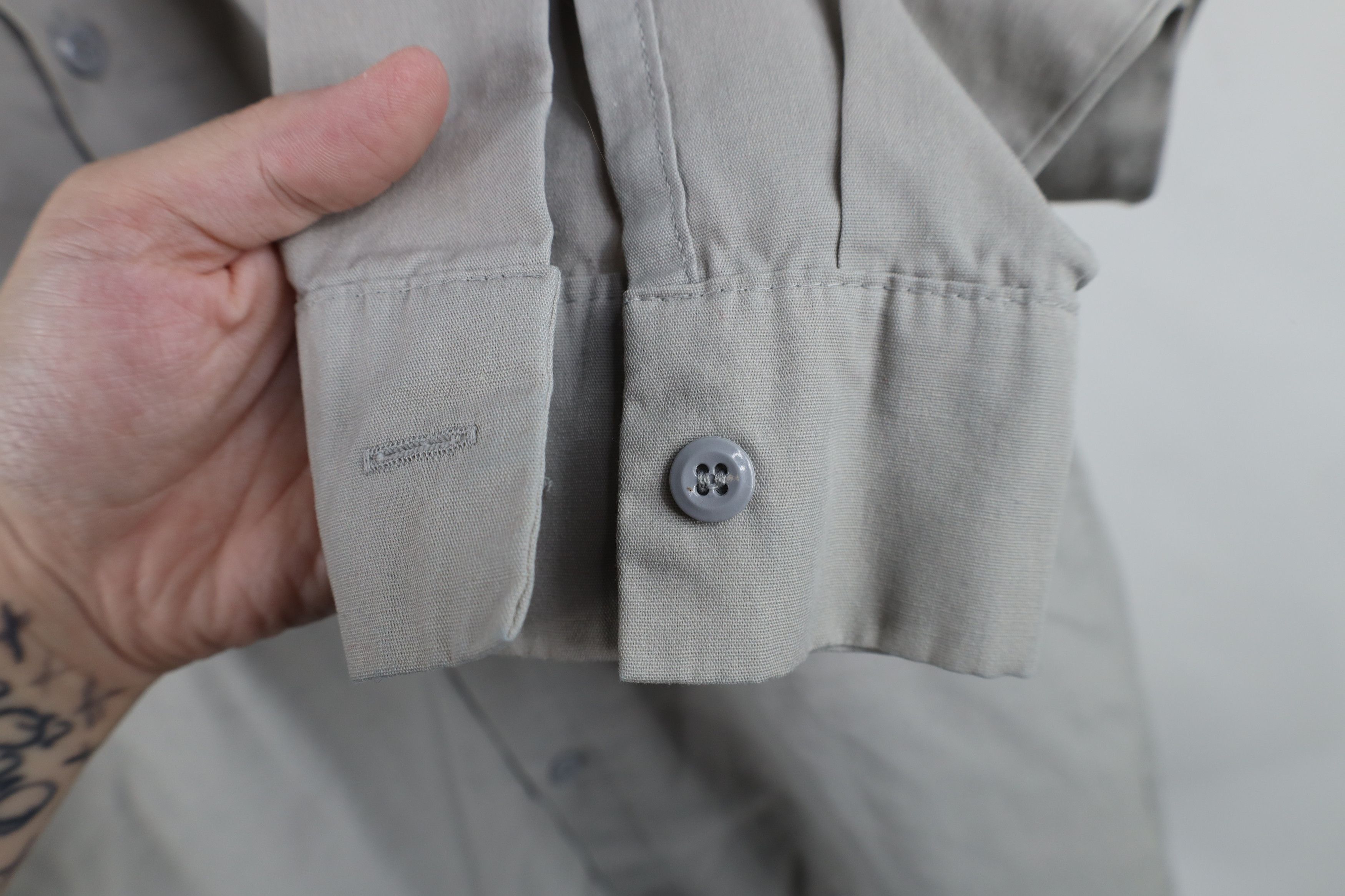 Vintage Vintage 90s Streetwear Workwear Mechanic Button Shirt Gray Size US M / EU 48-50 / 2 - 11 Thumbnail