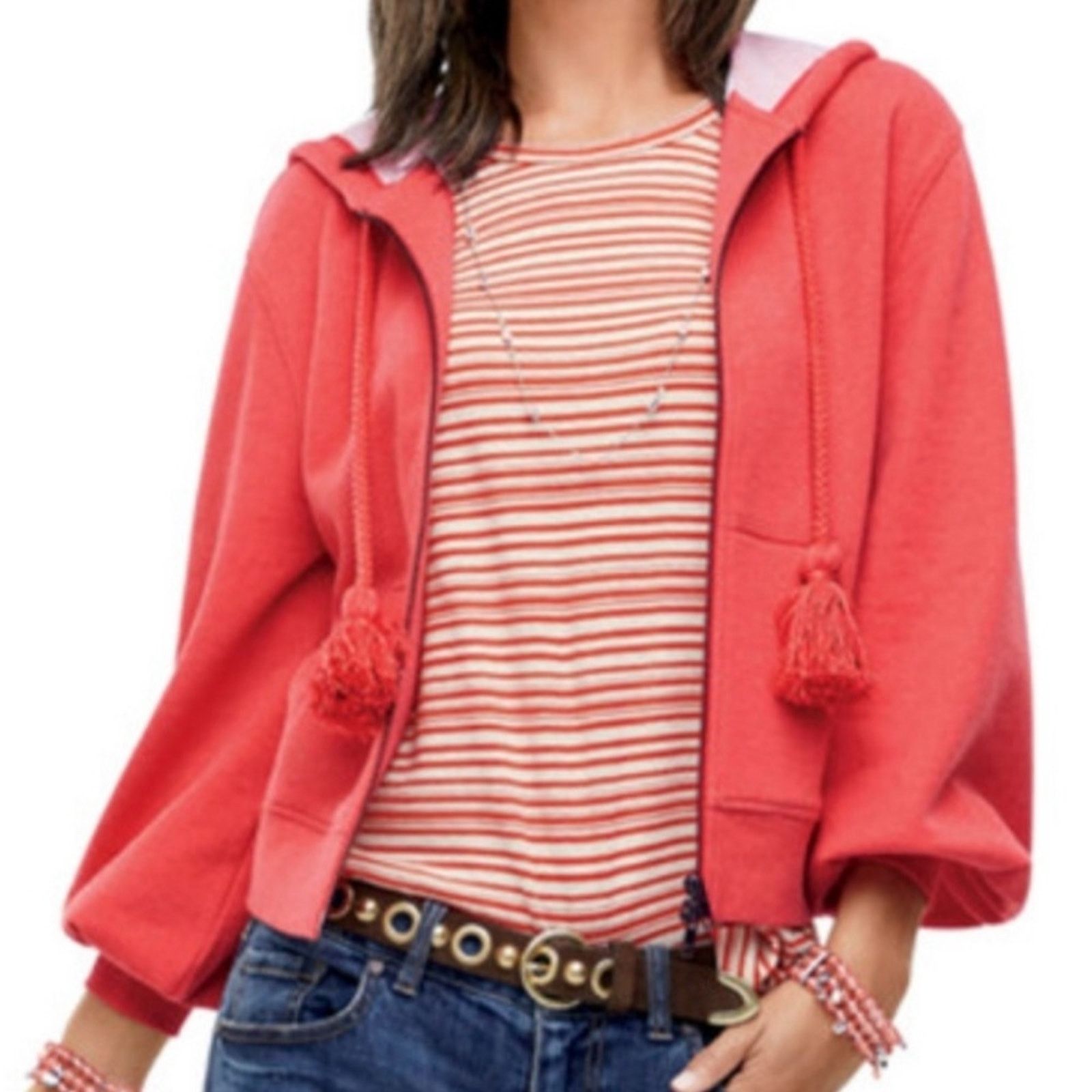 Anthropologie Anthropologie Cabi Pom Hoodie Tassel Sweatshirt Jacket Size L / US 10 / IT 46 - 2 Thumbnail