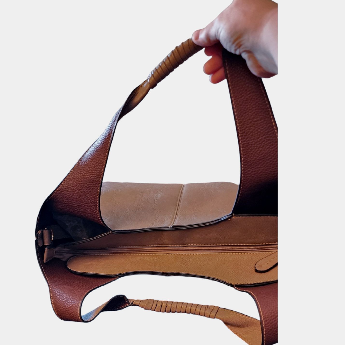 Other Unbranded taupe large leather shoulder bag. Size ONE SIZE - 8 Thumbnail