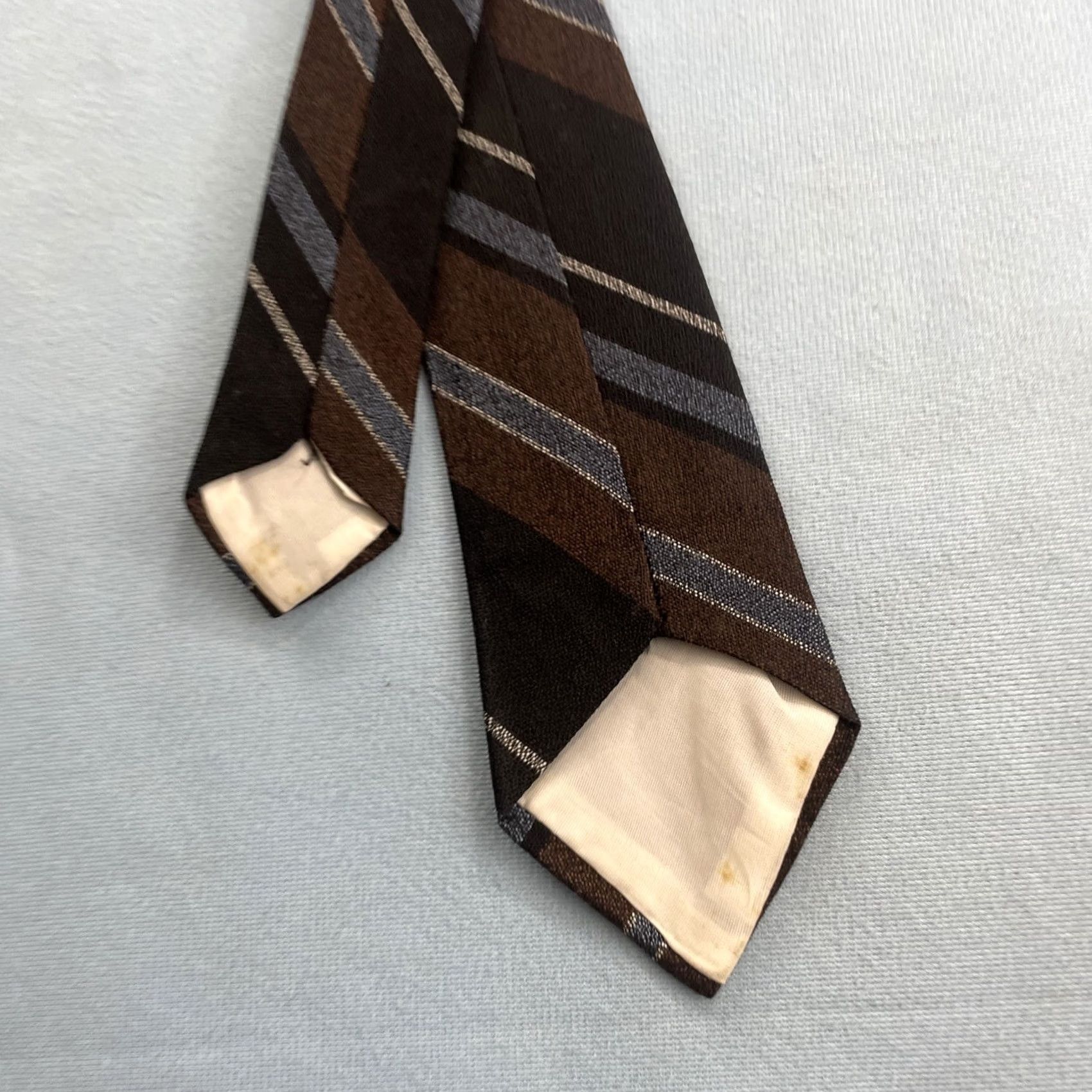 MCM VINTAGE 60s MCM Repp Tie Multi Skinny Stripe MadMen Business Brown Gray 2.5x56 Capsule Necktie) Size ONE SIZE - 5 Thumbnail