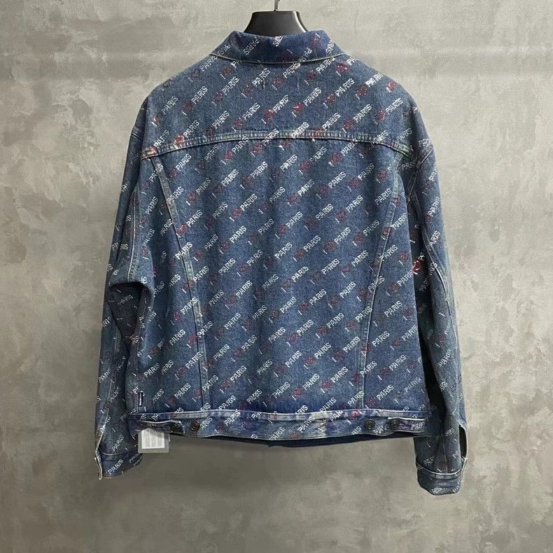 Balenciaga Balenciaga latest blue full diamond logo denim jacket-2506 Size US XS / EU 42 / 0 - 2 Thumbnail