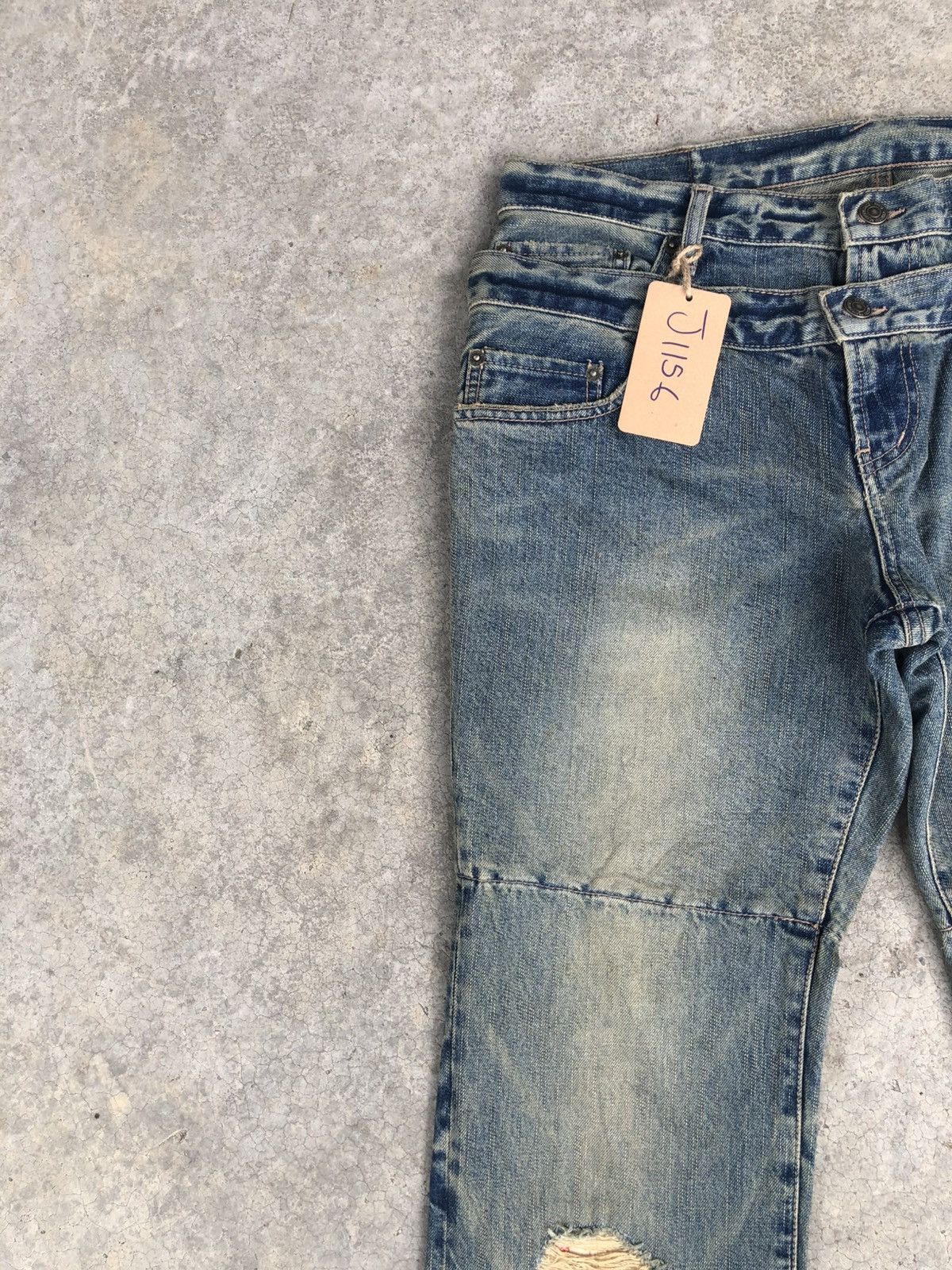 PPFM Japanese PPFM Double Waist Distressed Jeans Size US 35 - 4 Thumbnail