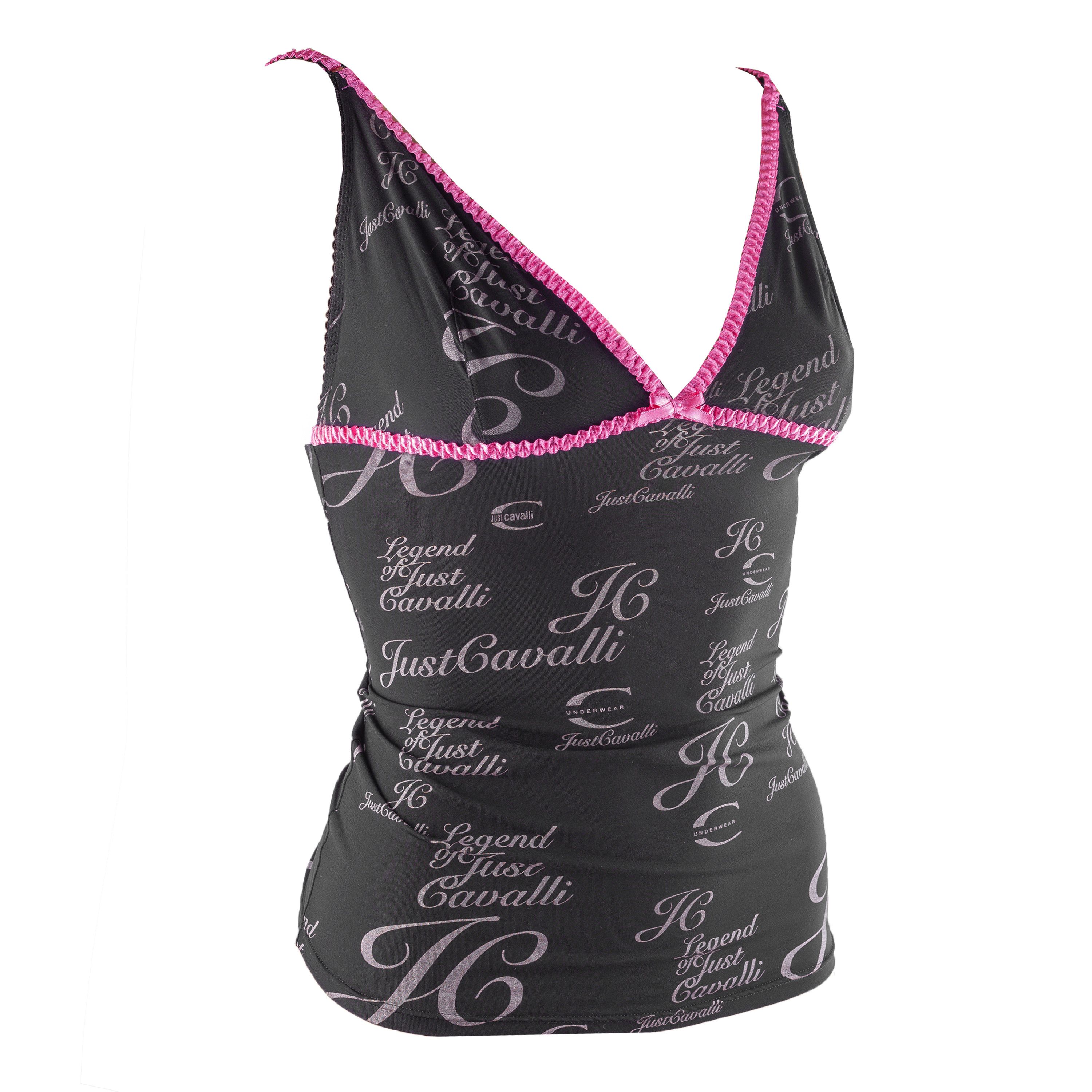 Just Cavalli Just Cavalli Vintage Underwear Black V Neck Top (L) Size L / US 10 / IT 46 - 1 Thumbnail