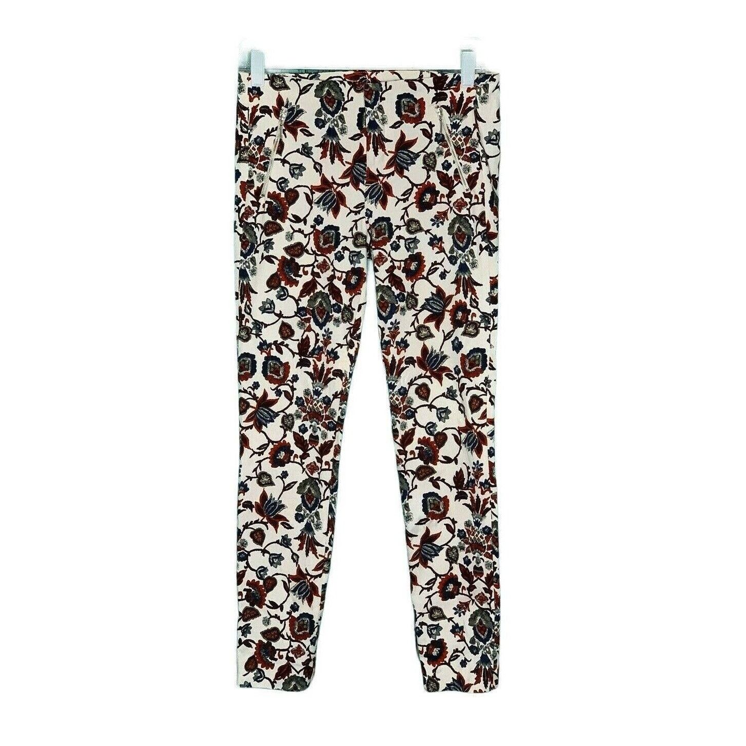 Zara Zara white red floral ankle jeggings pants size S Size 30" / US 8 / IT 44 - 1 Thumbnail