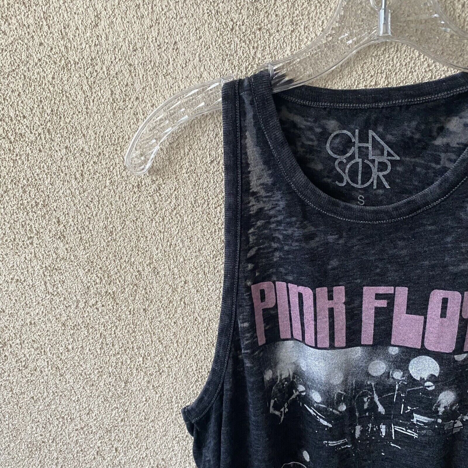 Chaser Brand NEW Chaser Black Burnout Pink Floyd Racer back Tank Top Grap Size S / US 4 / IT 40 - 6 Thumbnail