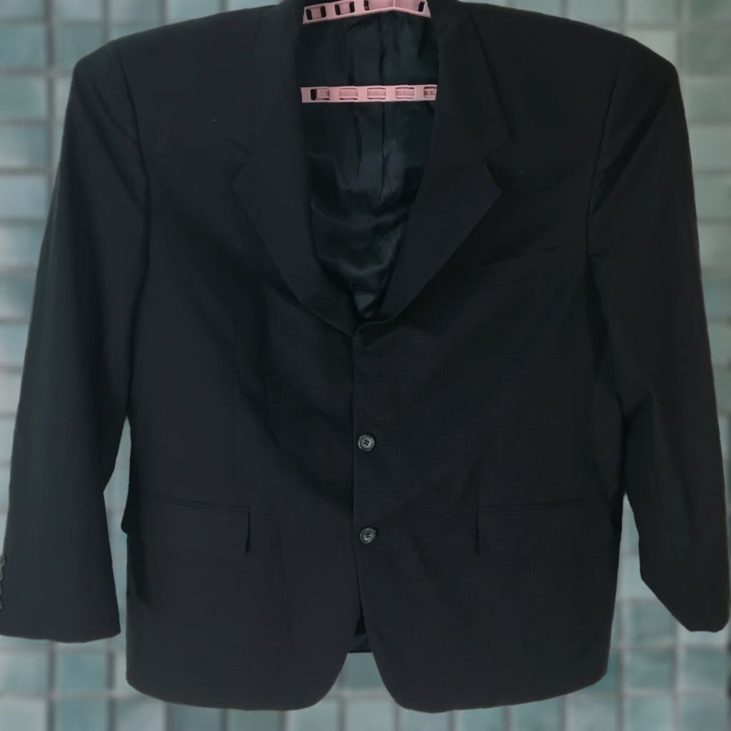 Bill Blass Bill Blass Men's Black Plaid Blazer Suit Jacket Size 46R - Regular Fit, Long Sleeve, Casual/Formal Size US XXL / EU 58 / 5 - 1 Thumbnail