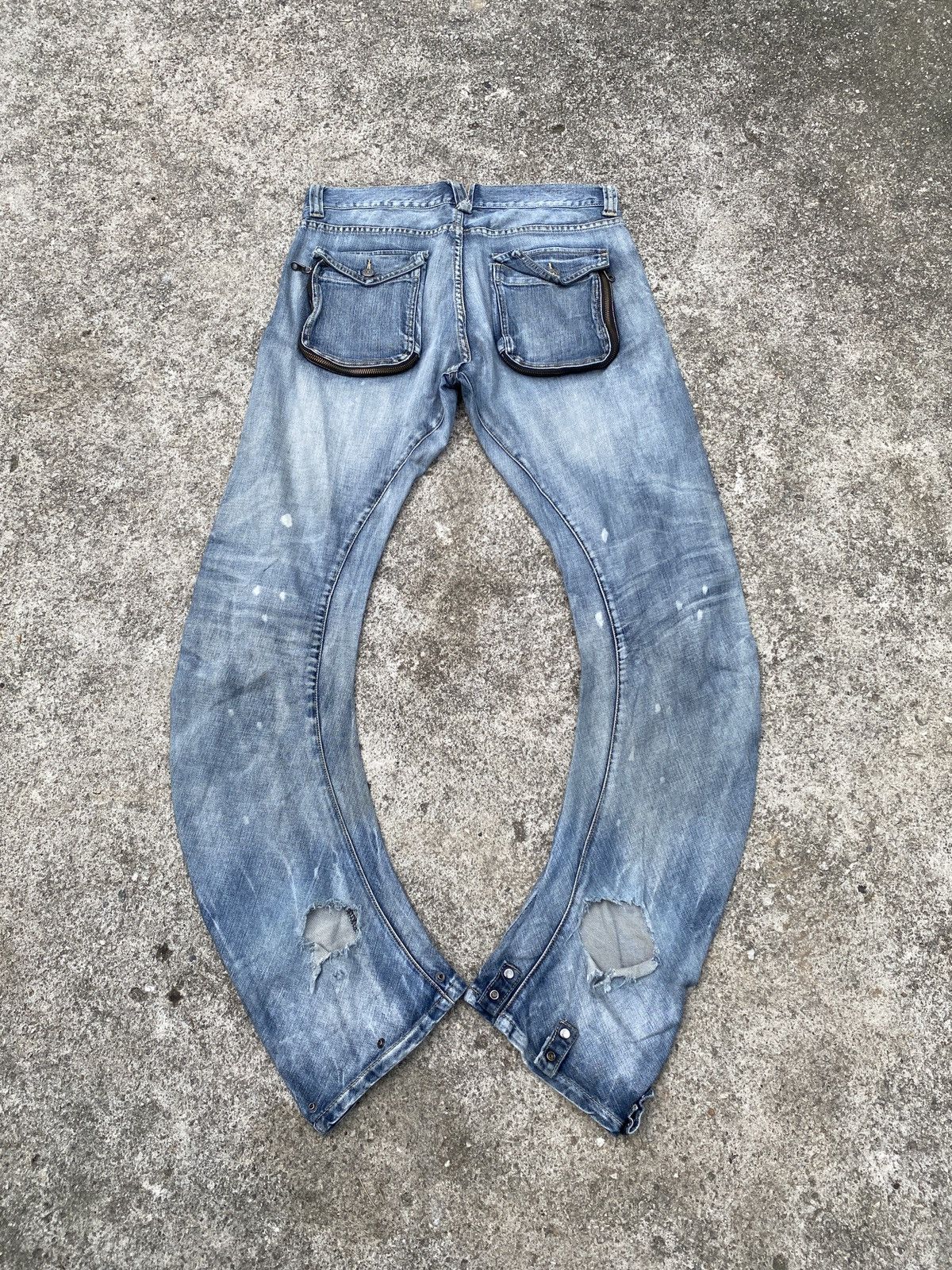 Japanese Brand × PPFM Vintage PPFM Japan Distressed Faded Curve Leg Denim Size US 33 - 2 Thumbnail