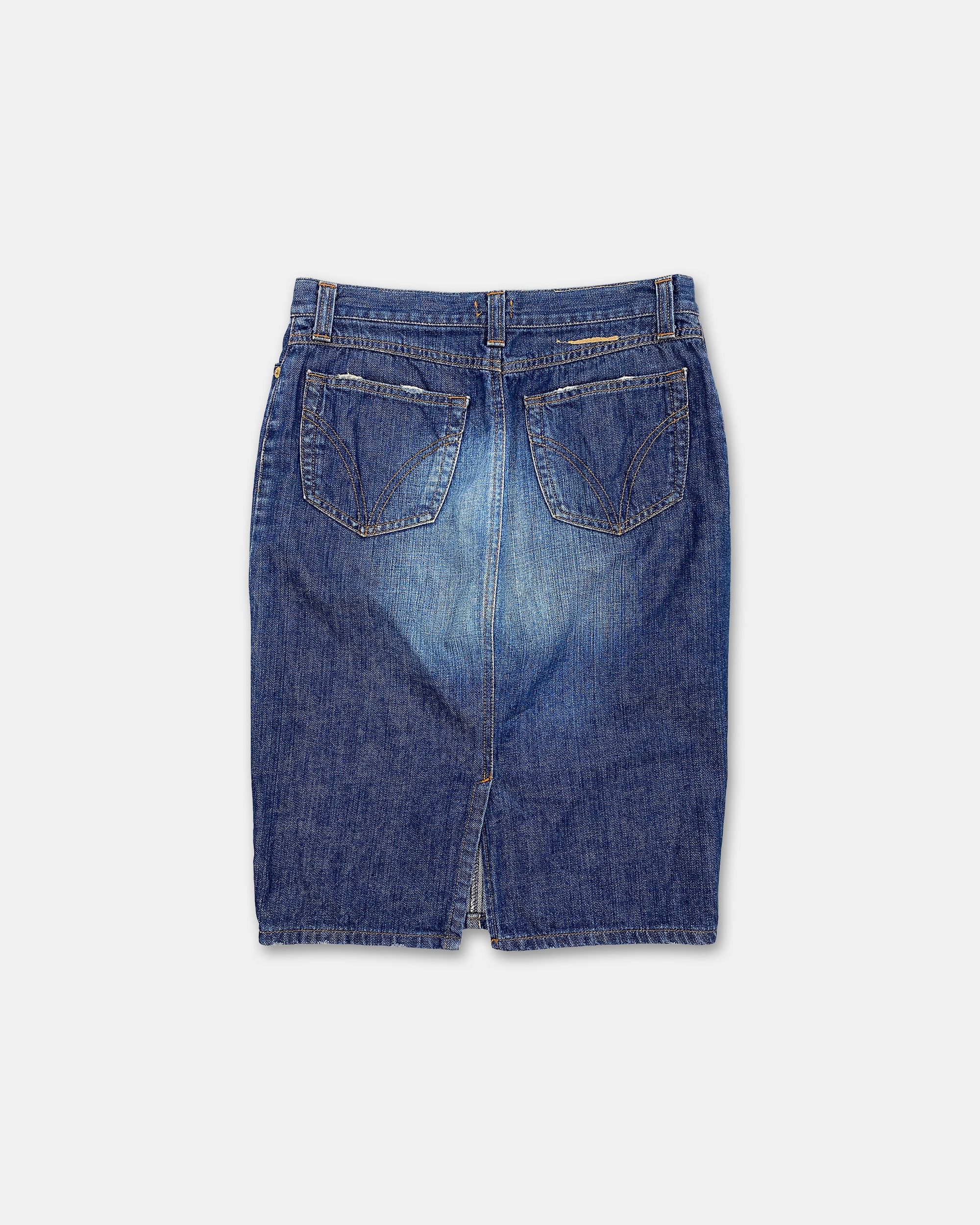 Dolce & Gabbana 2000s Denim Midi Skirt Size 29" - 2 Thumbnail