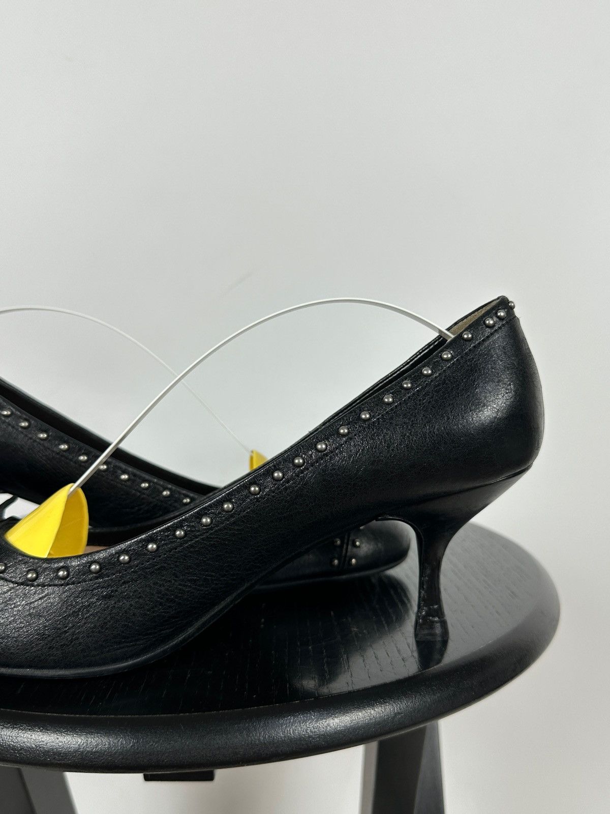 Prada Prada Black Leather Studded Bow Kitten Heels Pumps Size US 9 / IT 39 - 15 Thumbnail