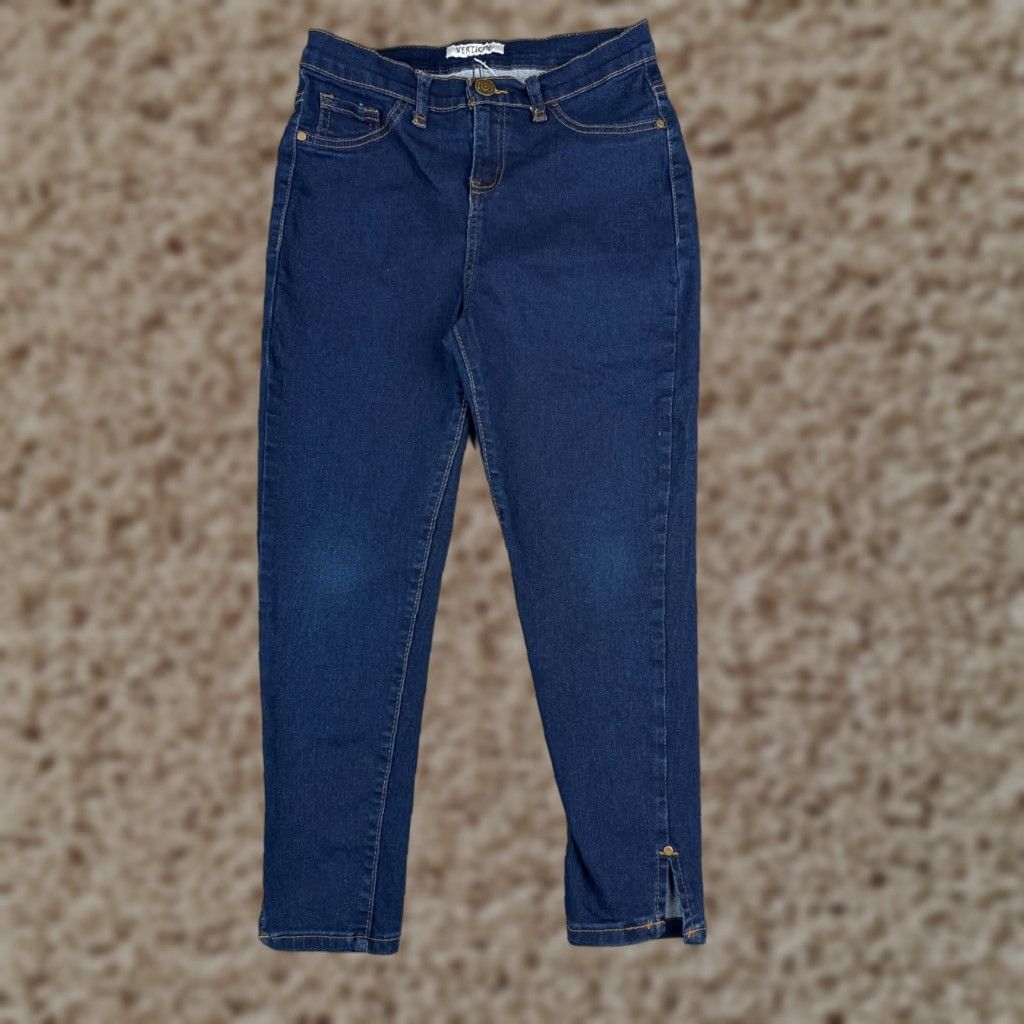 Vintage Vertiche Jeans Juniors 13 Blue Denim Skinny Slit Hem Cotton Poly Blend Mid 26x22 Size 34" / US 12 / IT 48 - 1 Thumbnail