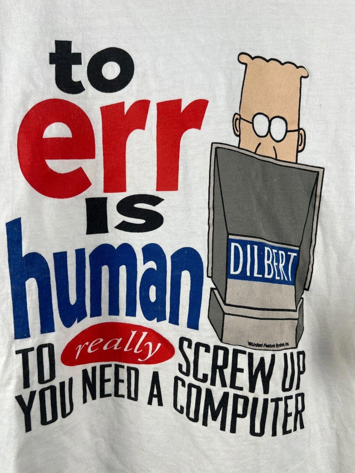 Hanes Vintage 90s Dilbert to err is human T-shirt Single Stitch Size US XXL / EU 58 / 5 - 7 Thumbnail